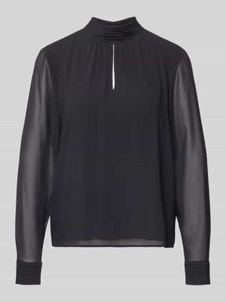 s.Oliver Black Label Regular Fit Langarmbluse mit Schl&uuml;sselloch-Ausschnitt in Black, Gr&ouml;&szlig;e 44