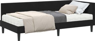 vidaXL Estructura De Cama Esquina Con Colch&oacute;n 2 Uds. Negro 90 X 190 Cm Vidaxl