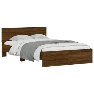 vidaXL Estructura De Cama Con Cabecero Marr&oacute;n Roble 135x190 Cm Vidaxl