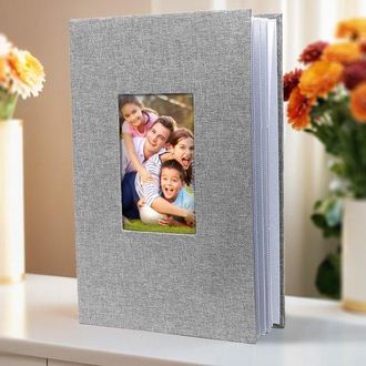 OEM &Aacute;lbum De Fotos Familiar, Capacidad Para 300 Fotos (de 15 Cm), Tama&ntilde;o Grande, Cubierta De Lino, Bodas, Viajes Y Beb&eacute;s, 33 X 22 X 5 Cm, Gris