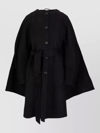 Parosh long cape jacket belted waist design
