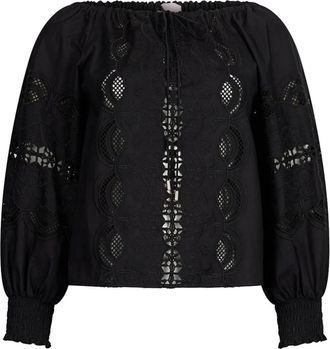 Liu Jo Black Off-Shoulder Embroidered Top - female - Liu Jo - Blouses - Black - S - Blouses & Shirts