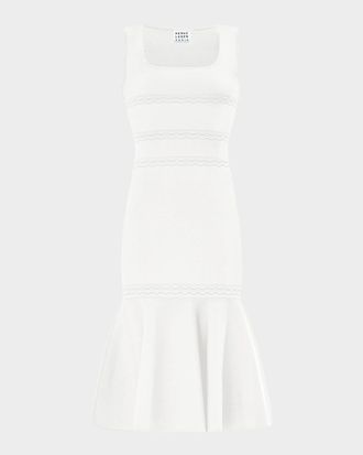 H&eacute;rve L&eacute;ger The Camille Sleeveless Flounce Knit Midi Dress