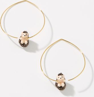 Nach Bijoux Womens Hedgehog Hoop Earrings