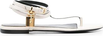 Tom Ford Padlock flat sandals - women - Calf Leather/Calf Leather/Calf Leather - 35 - White