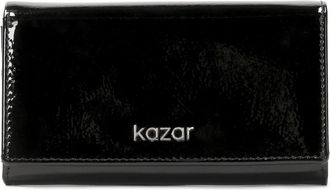 Kazar Kreukelig lakleren portemonnee - Dames - Portefeuilles - Zwart - ONE Size - Leer - Accessoires