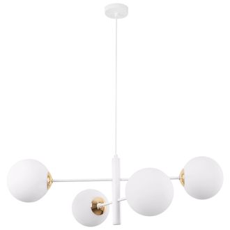OEM L&aacute;mpara Colgante Vicenza Oro Blanco 4 Pantallas Planas Blancas E14