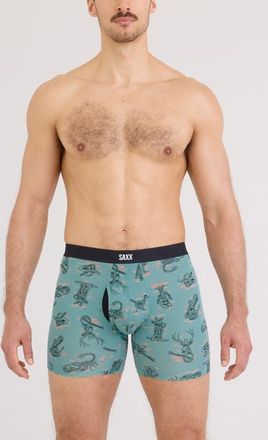 Saxx Vibe Xtra Soft Comfort Boxer Briefs in Western Weird- Teal at Nordstrom, Size Xx-Large