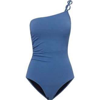 Change of Scenery Kara One Shoulder Ring Trim One-Piece Swimsuit in Steel Blue Metallic at Nordstrom, Size X-Small