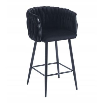 OEM Taburete De Terciopelo Negro H7-fx (estructura Negra)