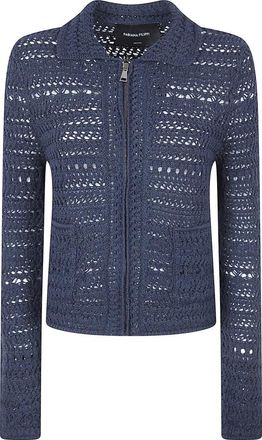 Fabiana Filippi Shirt-collar Jacket - Dames - Vesten - Blauw - M - Katoen - Truien & Vesten