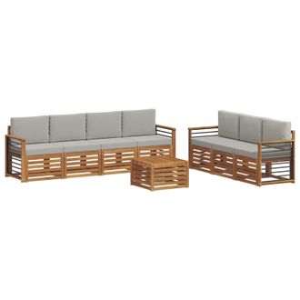 vidaXL Juegos De Sof&aacute;s Con Coj&iacute;n 8 Pcs Gris Natural Y Claro Vidaxl