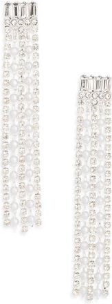 Nordstrom Rack Crystal & Faux Pearl Fringe Drop Earrings in Clear- White- Silver at Nordstrom Rack