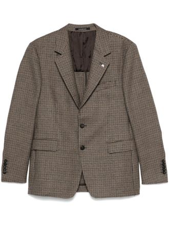 Tagliatore dogtooth blazer - men - Cupro/Virgin Wool - 48 - Brown