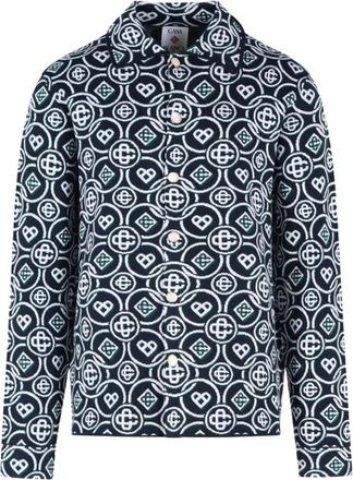 Casablanca Overhemden, Heren, Blauw, L, Katoen, Cc Monogram Shirt