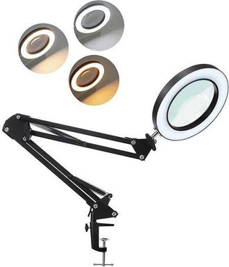 OEM L&aacute;mpara De Escritorio Led 2 En 1 Con Lupa - 3 Modos De Iluminaci&oacute;n - 10 Niveles De Brillo - Para Lectura De Cerca, Reparaciones Y Costura