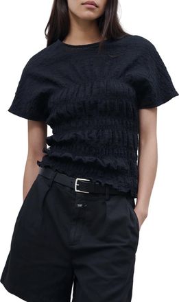 Closed Crinkle-Effect Top In Black