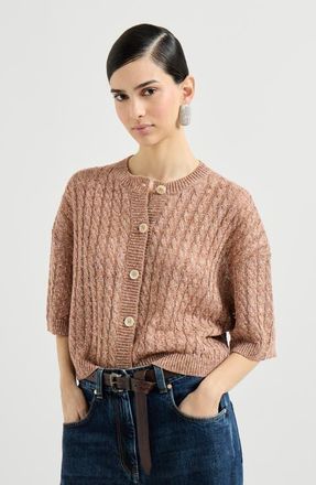 Brunello Cucinelli Dazzling cable cardigan in Brown at Nordstrom, Size Xx-Large Eu