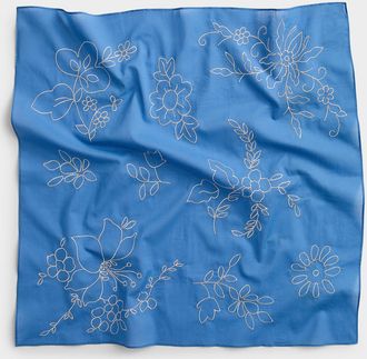 Simons Womens 100% cotton floral embroidery scarf