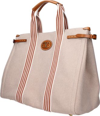 Valentino Garavani Mens Logo Canvas Tote Beige