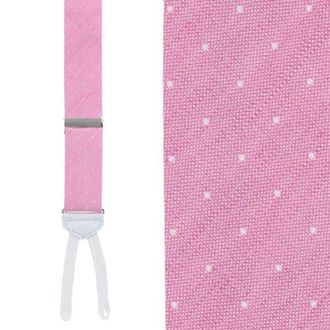 Trafalgar Store Churchill Chambray Polka Dot Linen Blend Formal End Suspenders in Light Pink With Polka Dots at Nordstrom