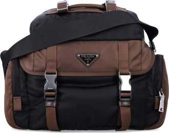 Prada Black/Burnt Logo Large Crossbody Bag