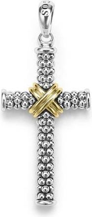 Lagos Mens Anthem Two-Tone Caviar Beaded Pendant in Silver at Nordstrom