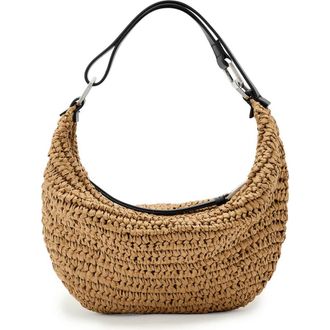 AllSaints Micro Luna Raffia Bag in Biscuit Brown at Nordstrom