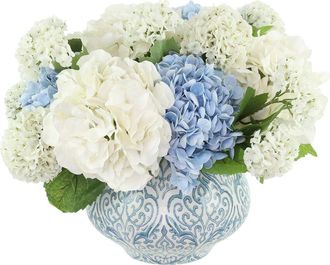 Creative Displays Inc. Handmade Faux Hydrangea & Viburnum Arrangement In Decorative Vase