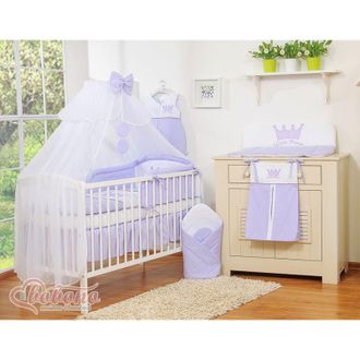 OEM Mosquitera Grande Para Cuna De Beb&eacute; De Gasa Blanca Con Anillas Y Lazo - Violeta