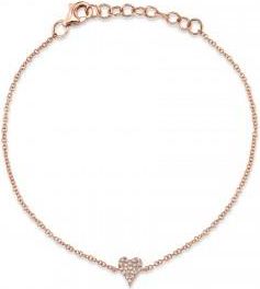 Allurez Diamond Pave Heart Link Bracelet 14k Rose Gold (0.05ct)