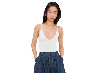 Free People Round Two Skinny Strap Womens Clothing Clean Ivory : L-XL (US Womens 14-16), Elastane/Nylon