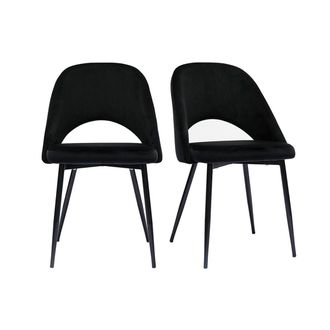 Miliboo Miliboo - Set De 2 Sillas De Terciopelo Negro Con Patas De Metal Cosette