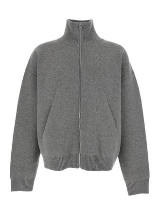 Axel Arigato Grey High Neck Sweatshirt With Zip Fastening In Wool Blend Man