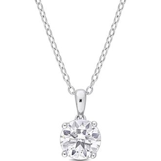 Delmar Sterling Silver Round Lab Created Moissanite Pendant Necklace at Nordstrom Rack