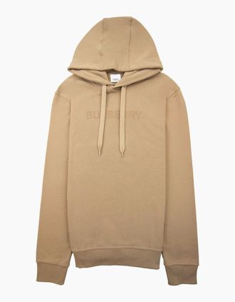 Burberry Mens Burberry Logo Print Cotton Hoodied Sweatshirt Camel - Brown - Size: 38