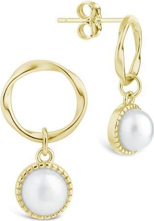 Sterling Forever Cline Cultured Pearl Drop Earrings in Gold/White at Nordstrom Rack