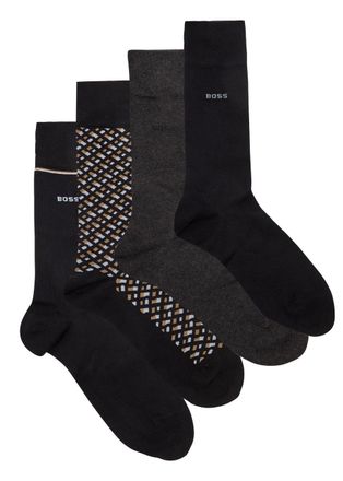 BOSS Boss Cotton-blend Socks - set of Four - Black - One Size