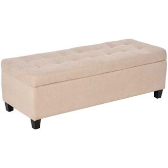 HOMCOM Homcom - Banco De Almacenamiento Puff De Almacenaje Taburete Tapizado En Lino Con Tapa Abatible Para Sal&oacute;n Entrada Dormitorio Carga 120 Kg 125x49x41,5