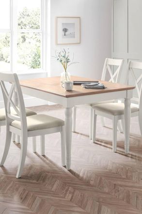 Julian Bowen Provence Rectangular Extending 4-6 Seater Dining Table in Light Grey