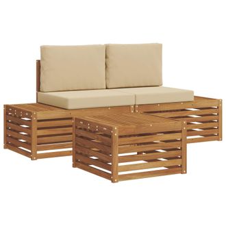 vidaXL Conjunto De Sof&aacute;s De Exterior Natural Y Beige 59 X 59 X 37 Cm Vidaxl