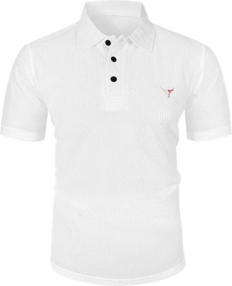 Generic Mens Short Sleeve Polo Shirt Fashion Casual T Shirt Top Mens Polo Shirts Short Sleeve Lightweight Golf for Men Adult Sleeved Mesh Ice Silk Solid Color