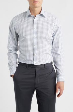 Nordstrom Trim Fit Check Non Iron Cotton Dress Shirt in Blue Danilo Stripe at Nordstrom Rack, Size 17.5 - 34/35