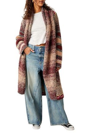Free People Found My BFF Stripe Longline Cardigan in Sugar And Spice Como at Nordstrom, Size Small