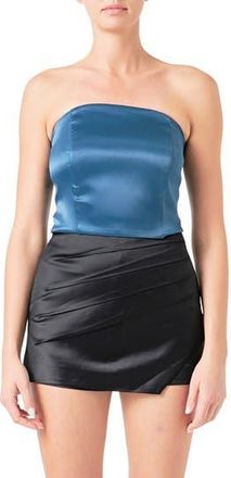endless rose Strapless Satin Crop Top in Teal at Nordstrom Rack, Size X-Small