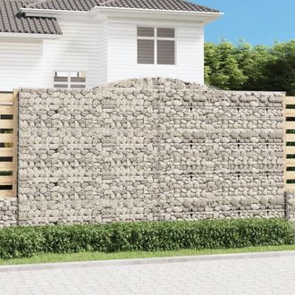 Berkfield Home Arched Gabion Baskets 2 pcs 400x50x220/240 cm Galvanised Iron in Silver
