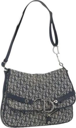 Dior Pre-owned Shoulder Bags, female, Blue, Size: ONE SIZE Pre-owned Trotter Canvas Shoulder Bag