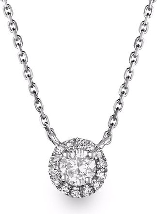 The Diamond Store Lumia 0.40ct Lab Diamond Halo Necklace in 9K White Gold G/Vs