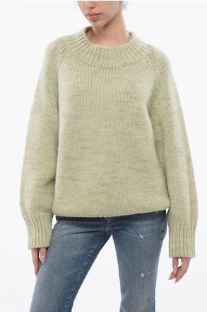 Maison Margiela MM4 Alpaca Blend Trui met Ronde Hals in Groen