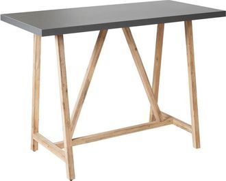 Beliani Beliani - Mesa De Jard&iacute;n De Hormig&oacute;n 140 X 70 Cm Exterior Tablero De Fibrocemento Gris Patas De Madera Clara Talamone